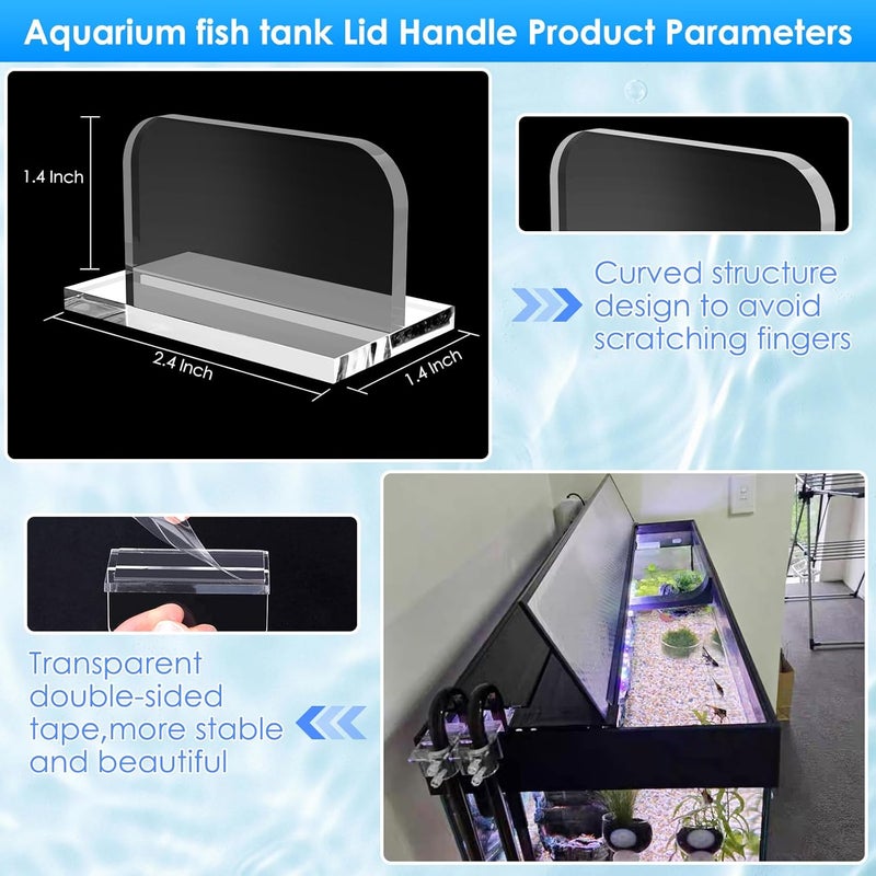NestBasics 6pcs aquarium lid hinge acrylic fish tank glass canopy handle fish tank hood top cover replacement double tape pull handle - Image 2